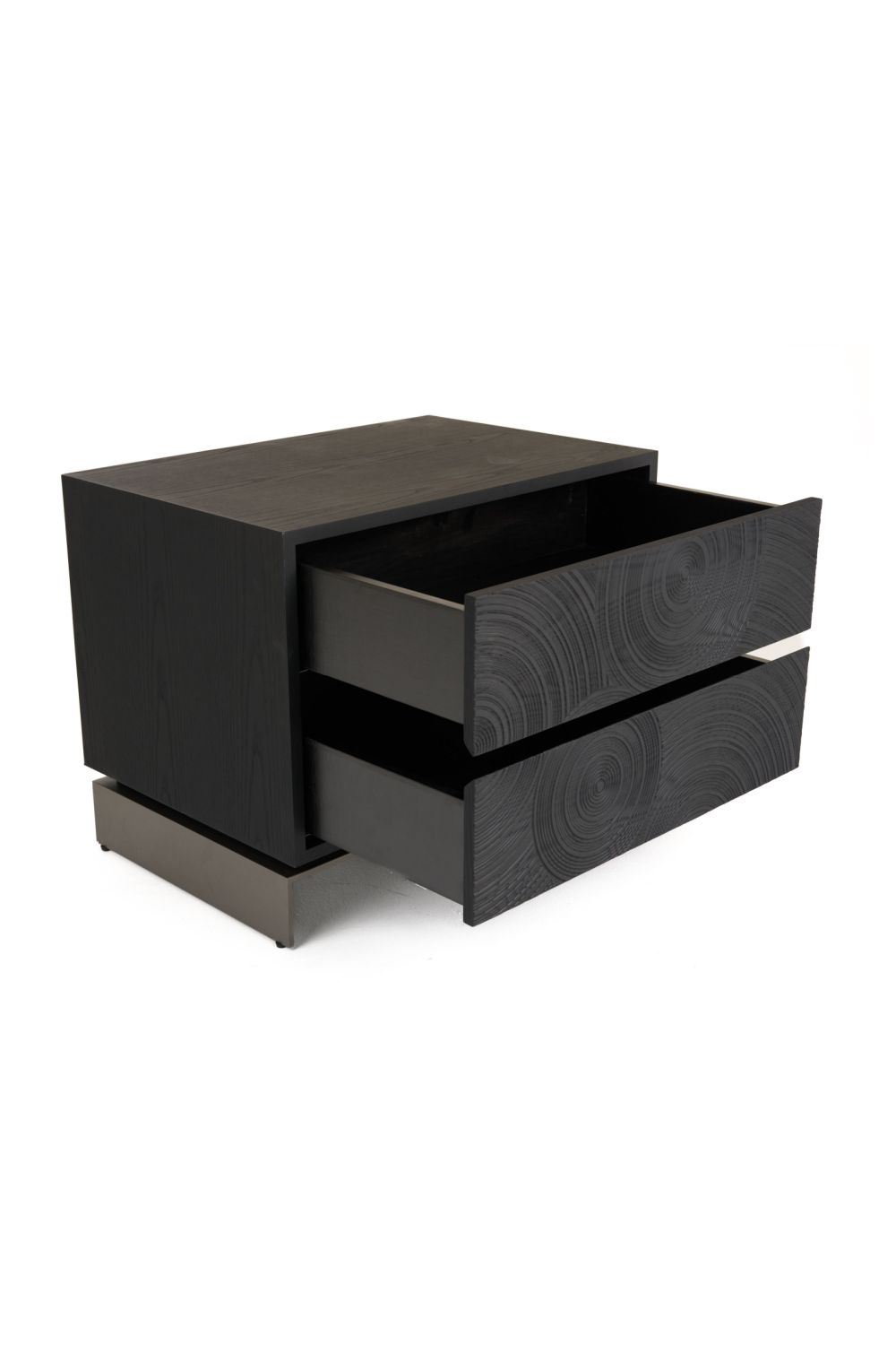   Matte Black Ash 2-Drawer Nightstand | Oroa.com