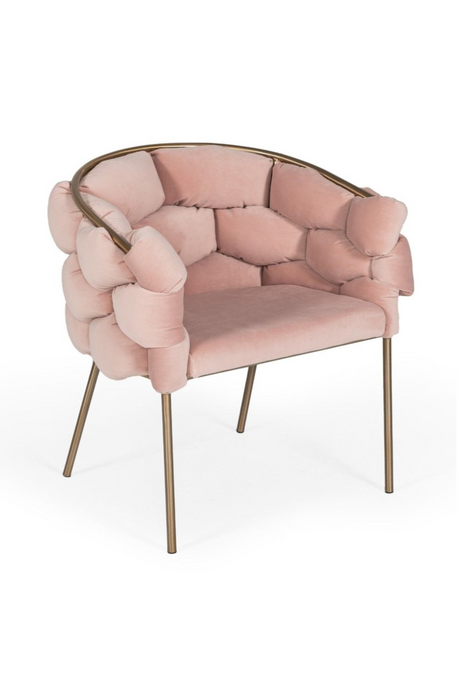   Hexagonal-Padded Pink Velvet Dining Chair | Oroa.com