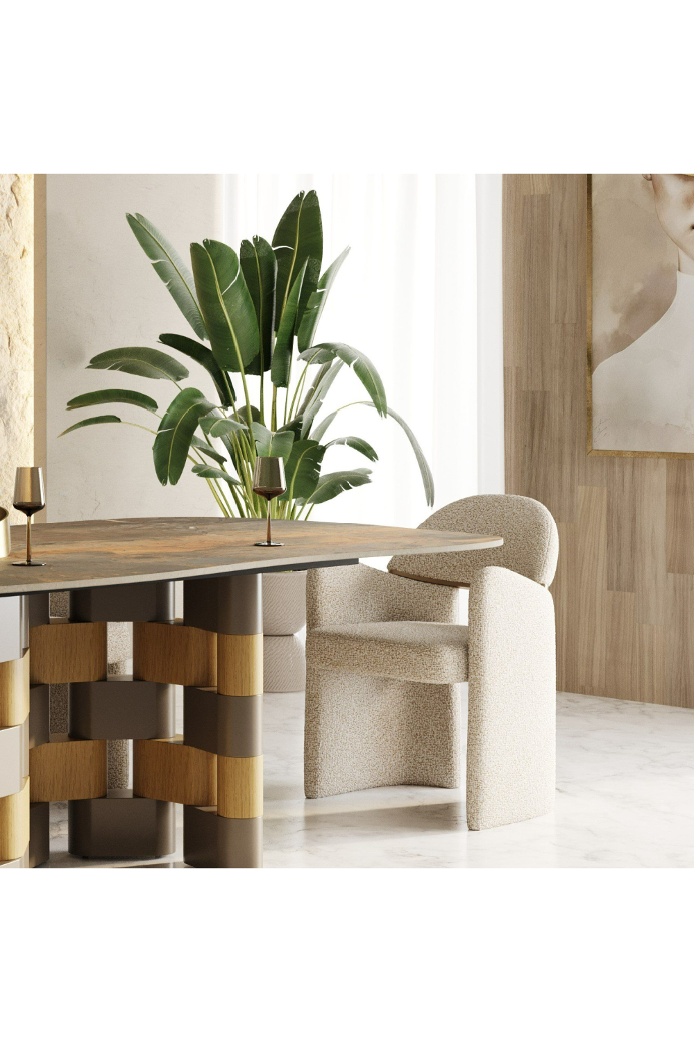   Beige Fabric Dining Chair | Oroa.com