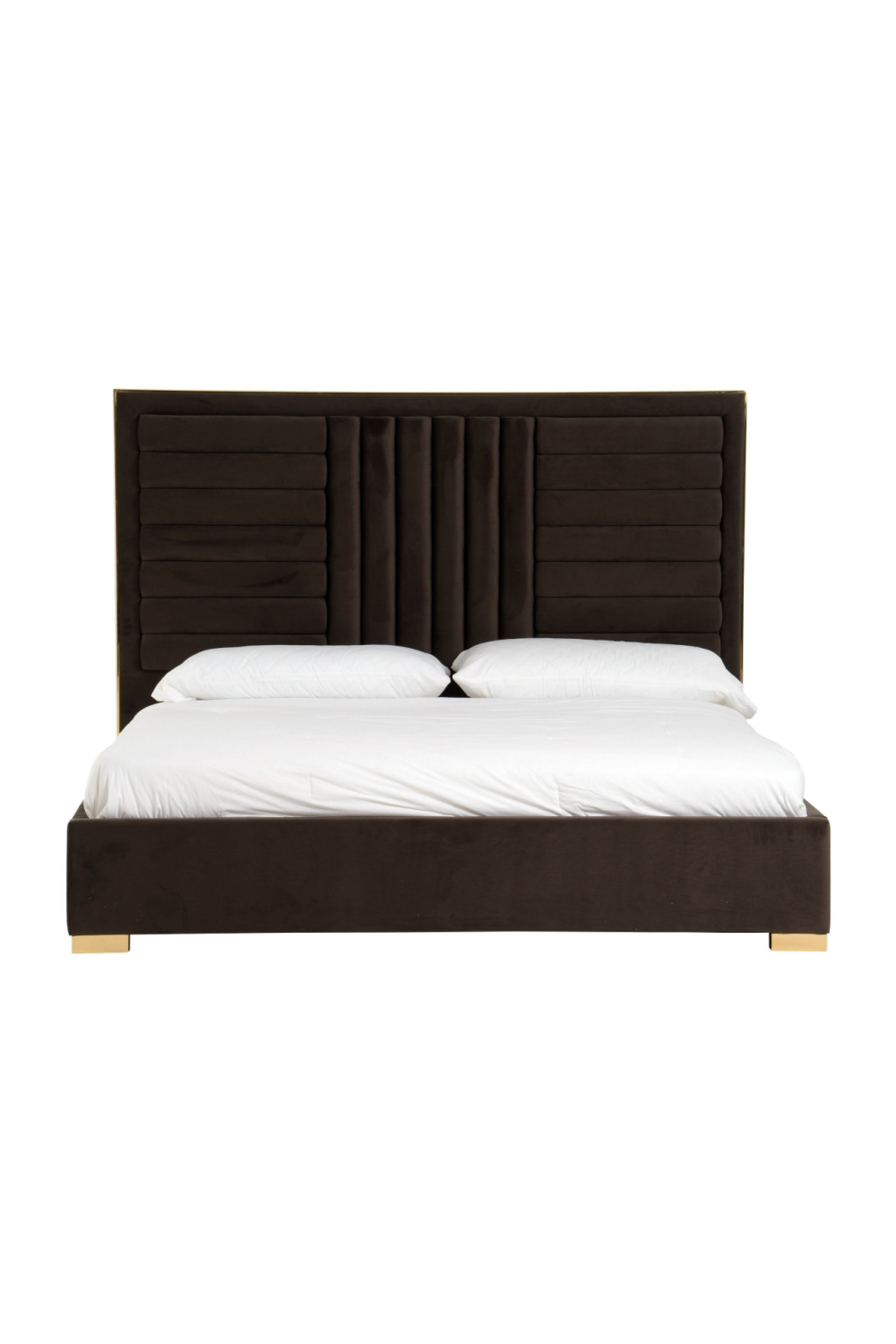  Dark Brown Velvet Bed | Oroa.com