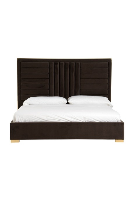   Dark Brown Velvet Bed | Oroa.com