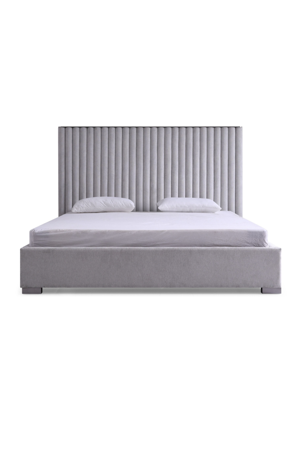   Gray Velvet King Platform Bed | Oroa.com