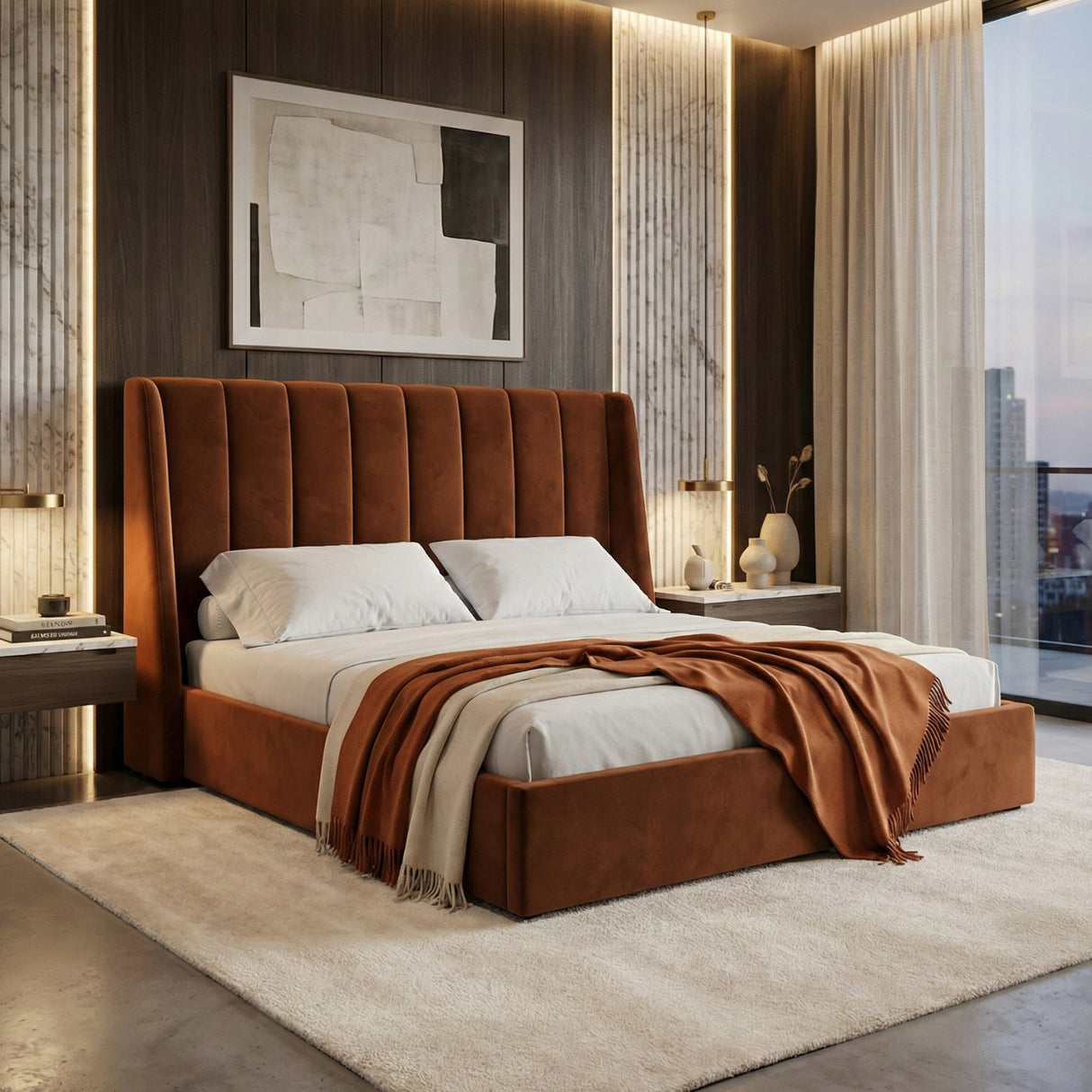   Orange Upholstered Bed | Oroa.com