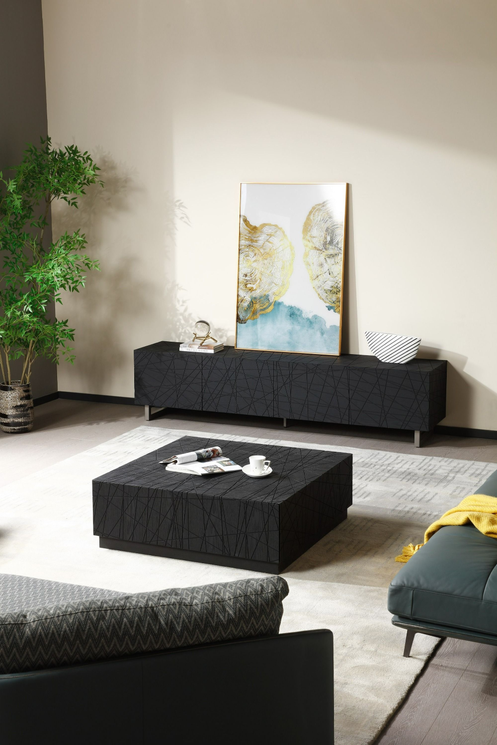   Black Square 4-Drawer Coffee Table | Oroa.com