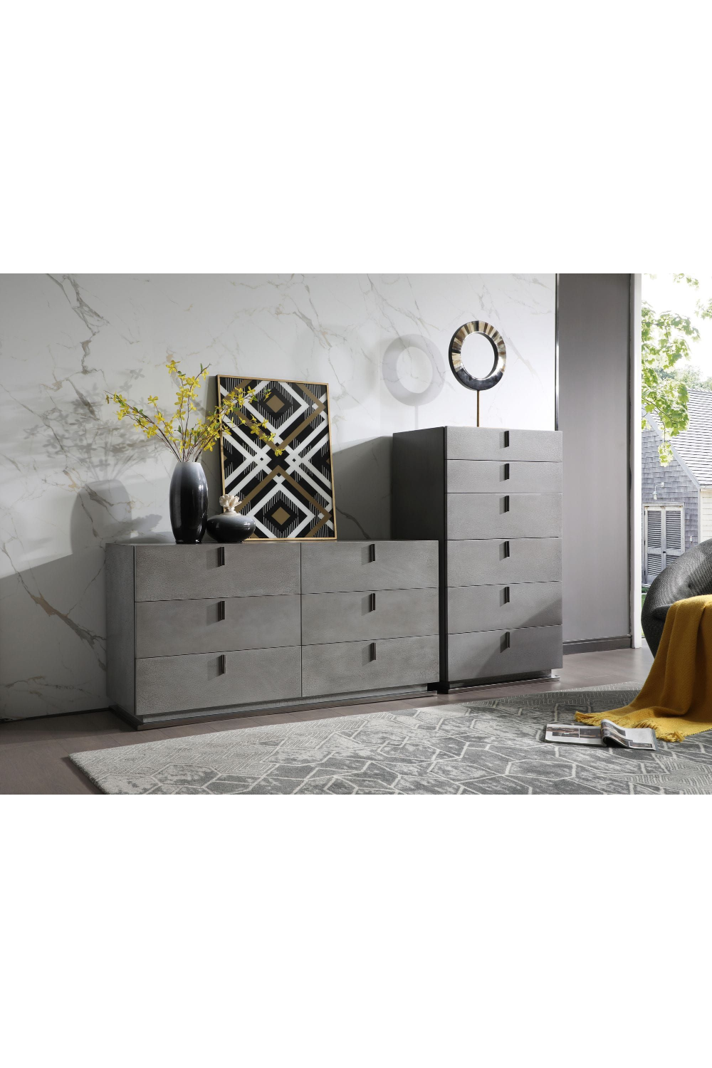   Gray Crackle 6-Drawer Chest | Oroa.com