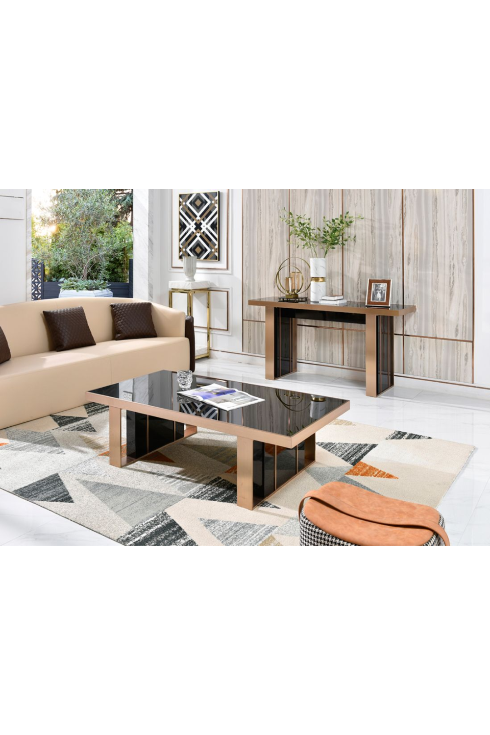   Black Glass Console Table | Oroa.com