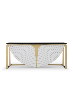   Gold-Framed Black Marble Console | Oroa.com