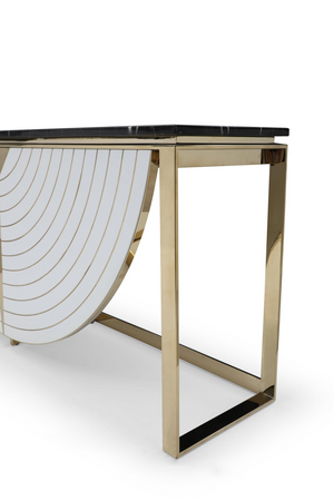   Gold-Framed Black Marble Console | Oroa.com