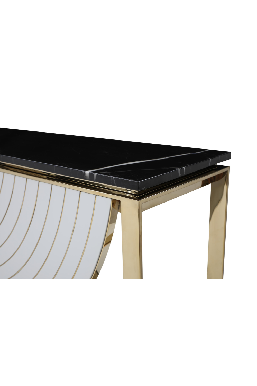   Gold-Framed Black Marble Console | Oroa.com