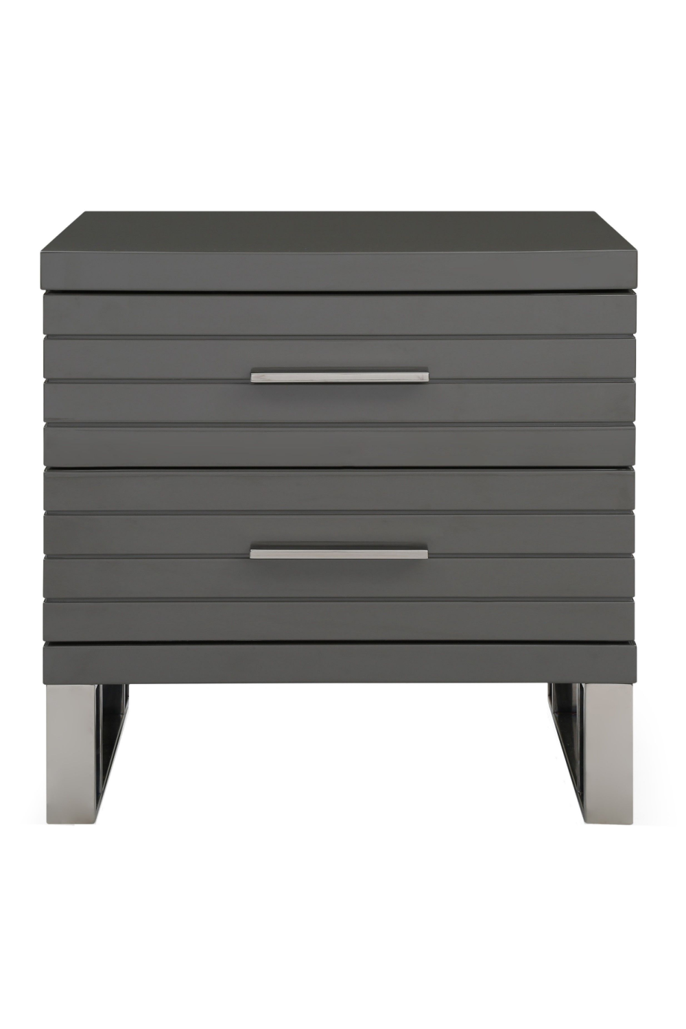   Gray Slatted 2-Drawer Nightstand | Oroa.com