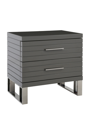   Gray Slatted 2-Drawer Nightstand | Oroa.com