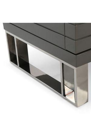   Gray Slatted 2-Drawer Nightstand | Oroa.com