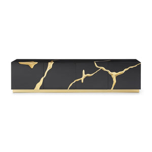   Black High Gloss & Gold TV Stand | Oroa.com