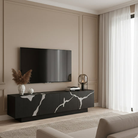   Matte Brown 4-Door TV Stand | Oroa.com