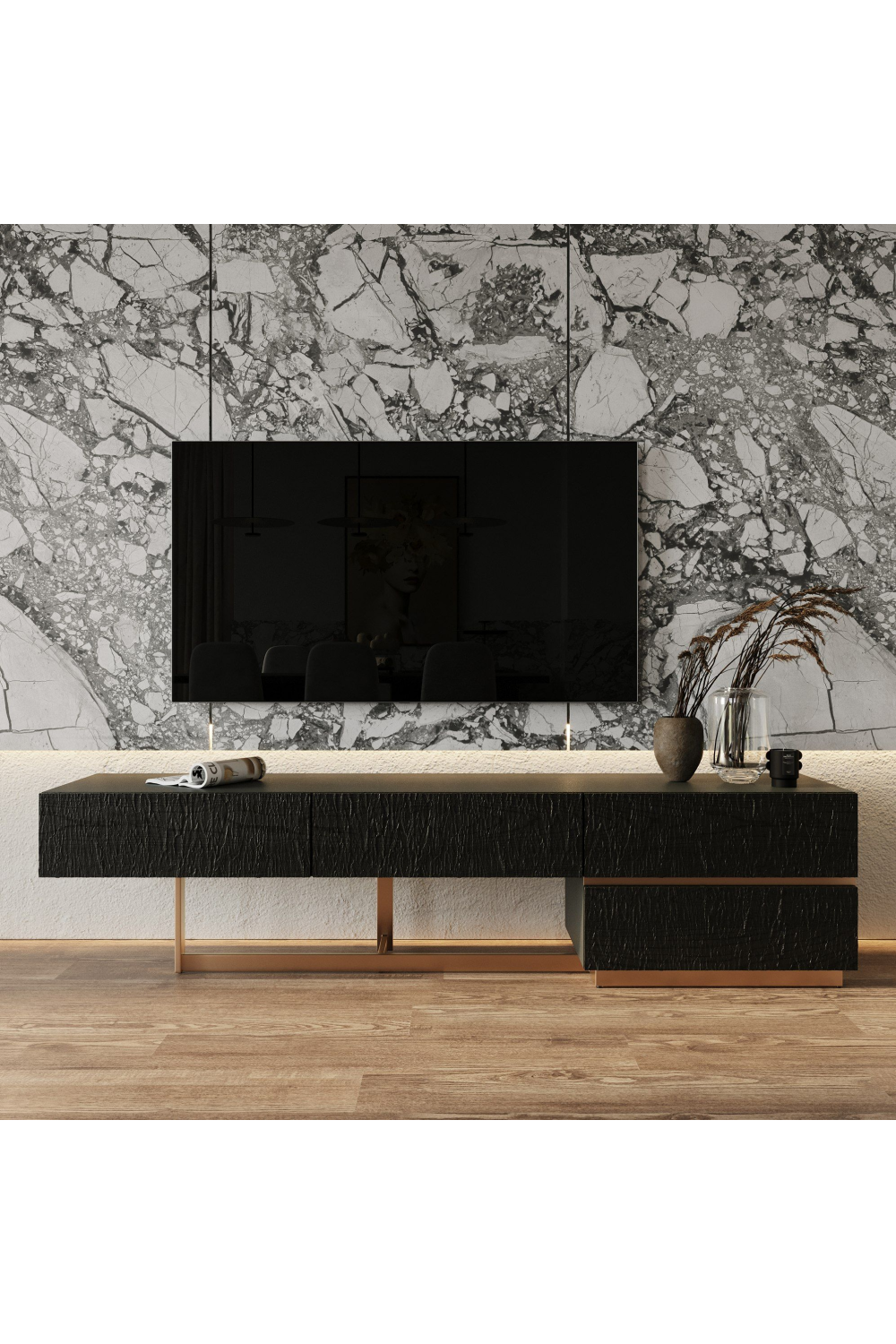   Black Ash 4-Drawer TV Stand | Oroa.com