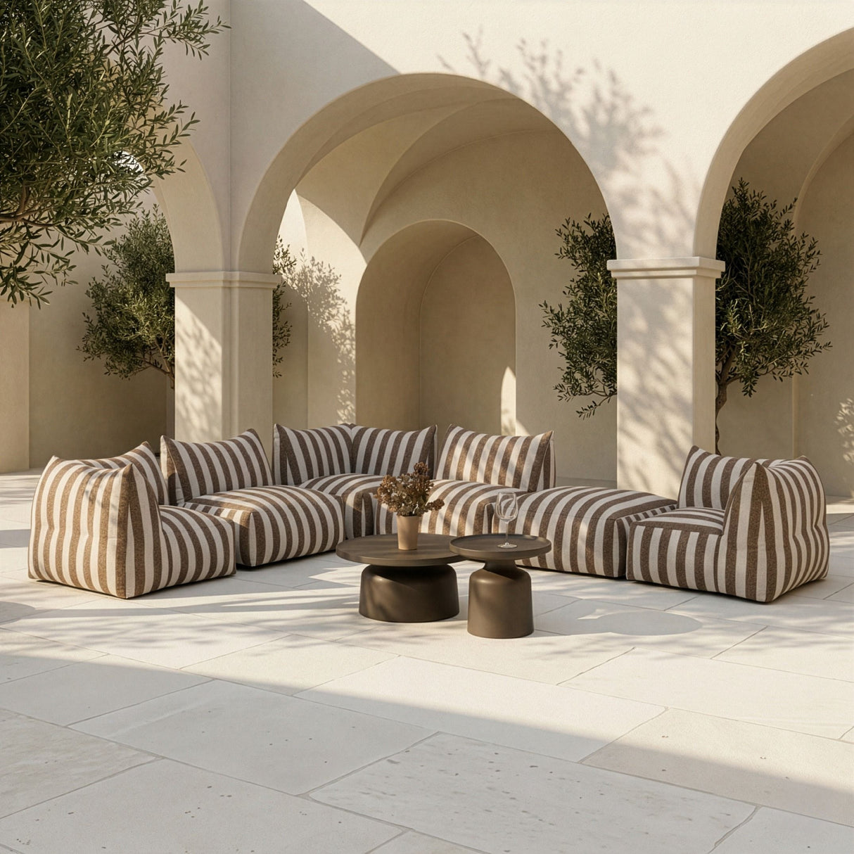   Brown Stripes 8-Piece Outdoor Sofa | Oroa.com