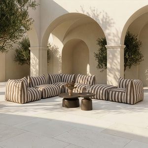   Brown Stripes Outdoor Corner Sofa | Oroa.com