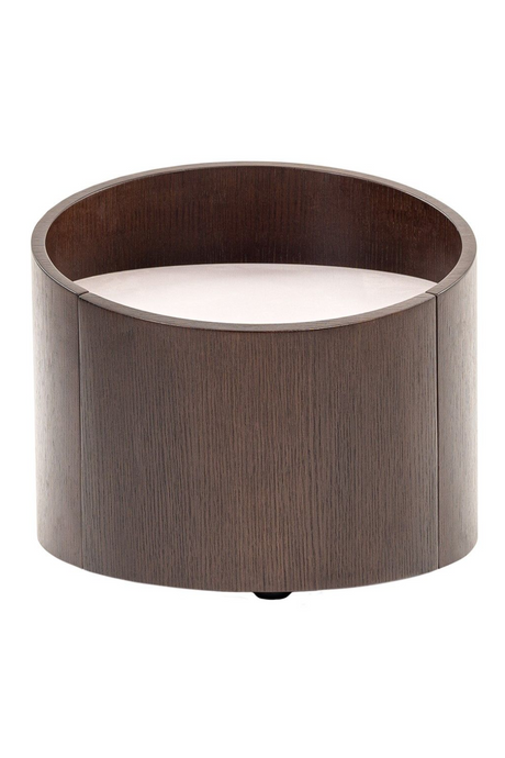   Round Brown Oak Nightstand | Oroa.com
