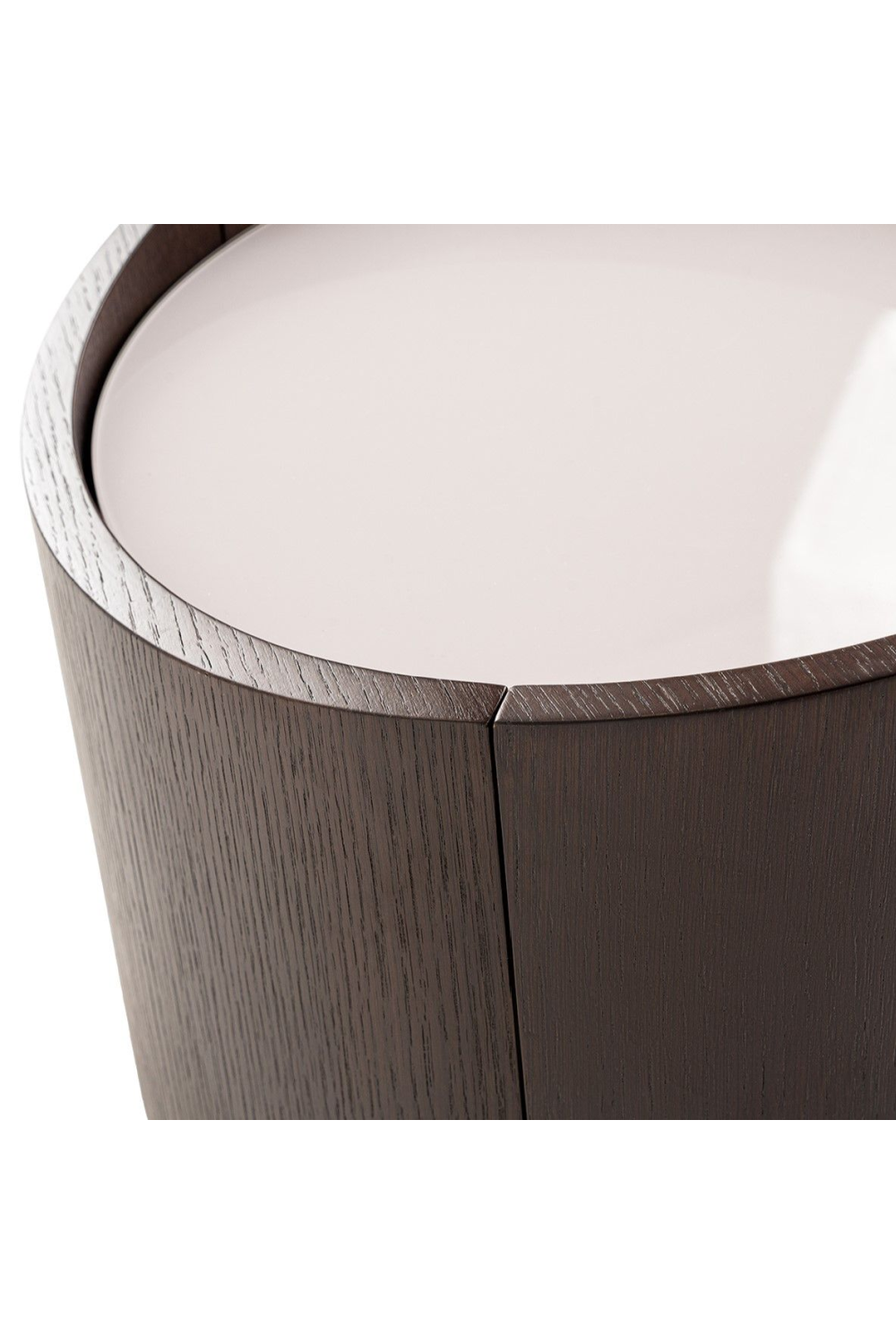  Round Brown Oak Nightstand | Oroa.com