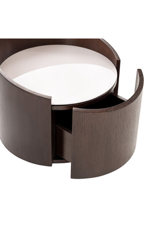   Round Brown Oak Nightstand | Oroa.com