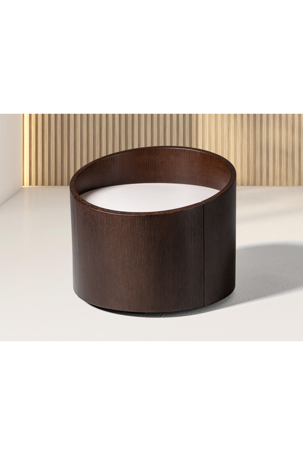  Round Brown Oak Nightstand | Oroa.com
