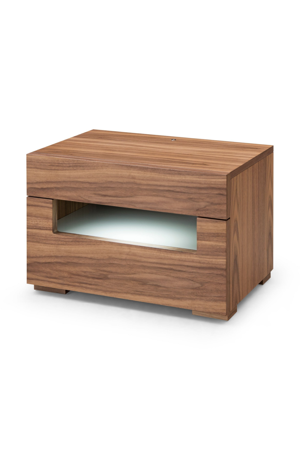  Walnut 2-Drawer LED Nightstand | Oroa.com