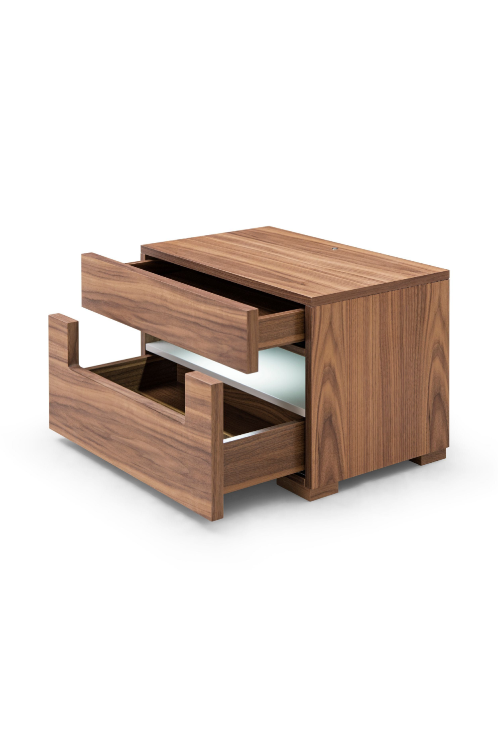  Walnut 2-Drawer LED Nightstand | Oroa.com