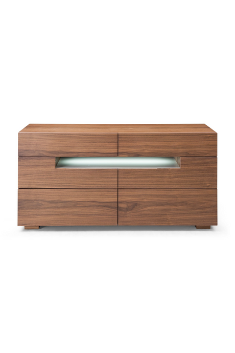   Walnut 6-Drawer LED Dresser | Oroa.com