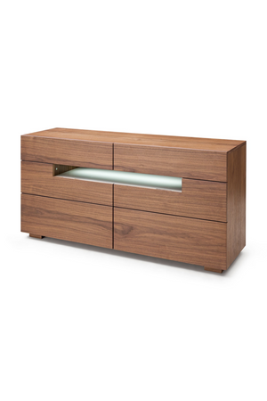   Walnut 6-Drawer LED Dresser | Oroa.com