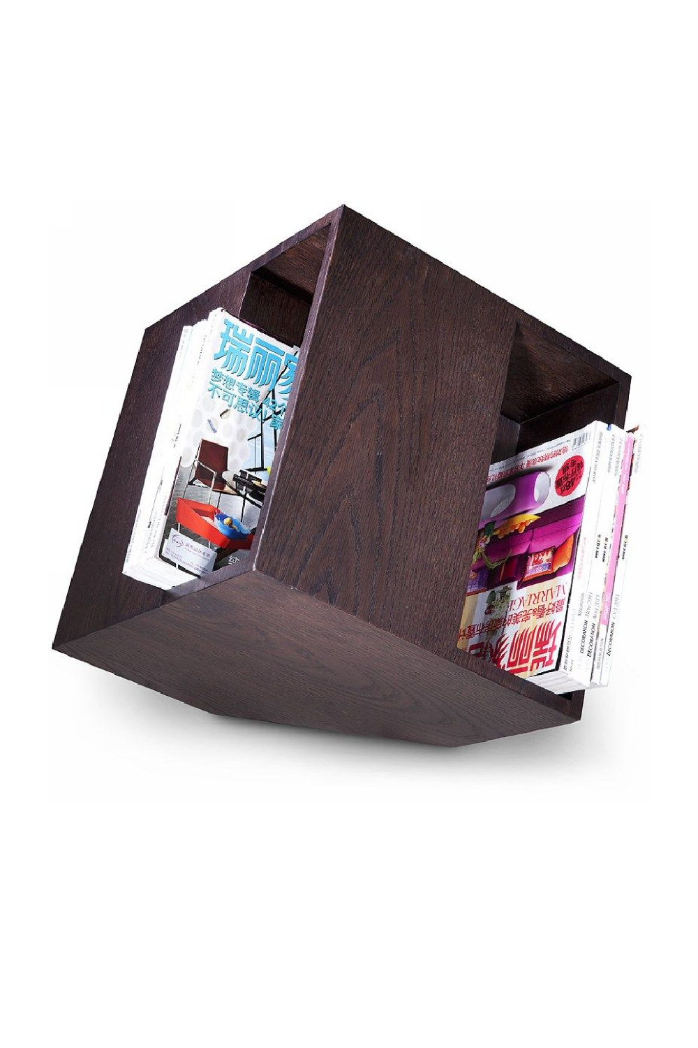   Brown Oak Cube Magazine Rack | Oroa.com