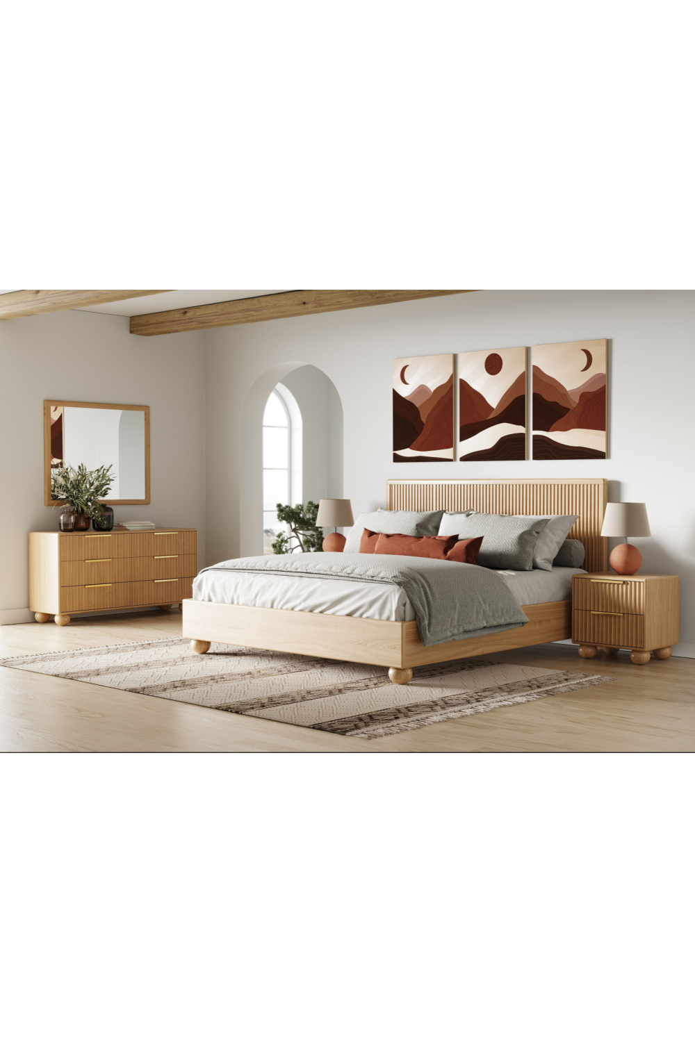   Fluted Oak 2-Drawer Nightstand | Oroa.com