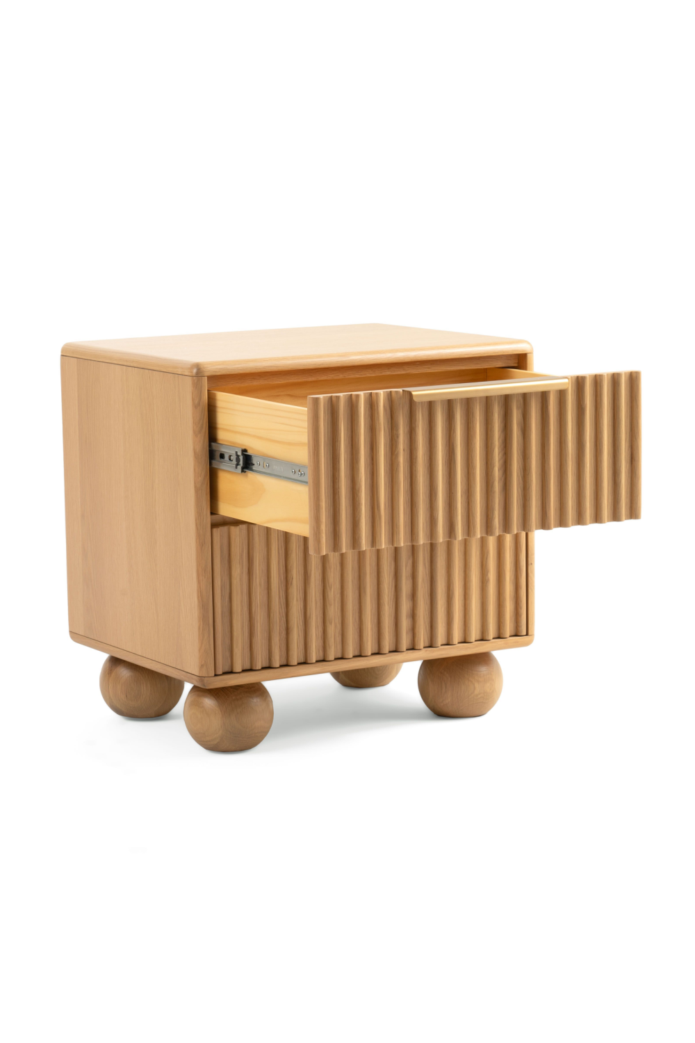   Fluted Oak 2-Drawer Nightstand | Oroa.com