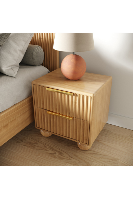   Fluted Oak 2-Drawer Nightstand | Oroa.com