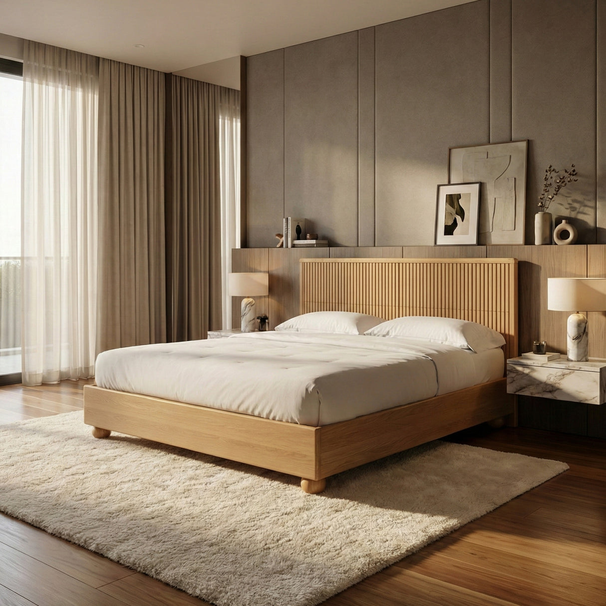   Fluted Oak Bed | Oroa.com