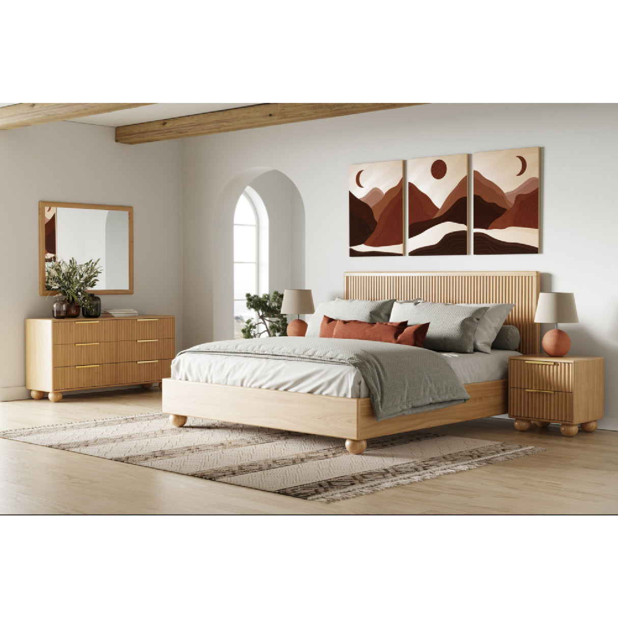   Fluted Oak Bed | Oroa.com