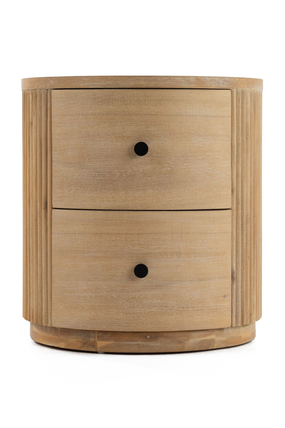   Ribbed Natural Acacia 2-Drawer Nightstand | Oroa.com