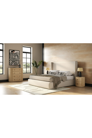   Ribbed Natural Acacia 2-Drawer Nightstand | Oroa.com