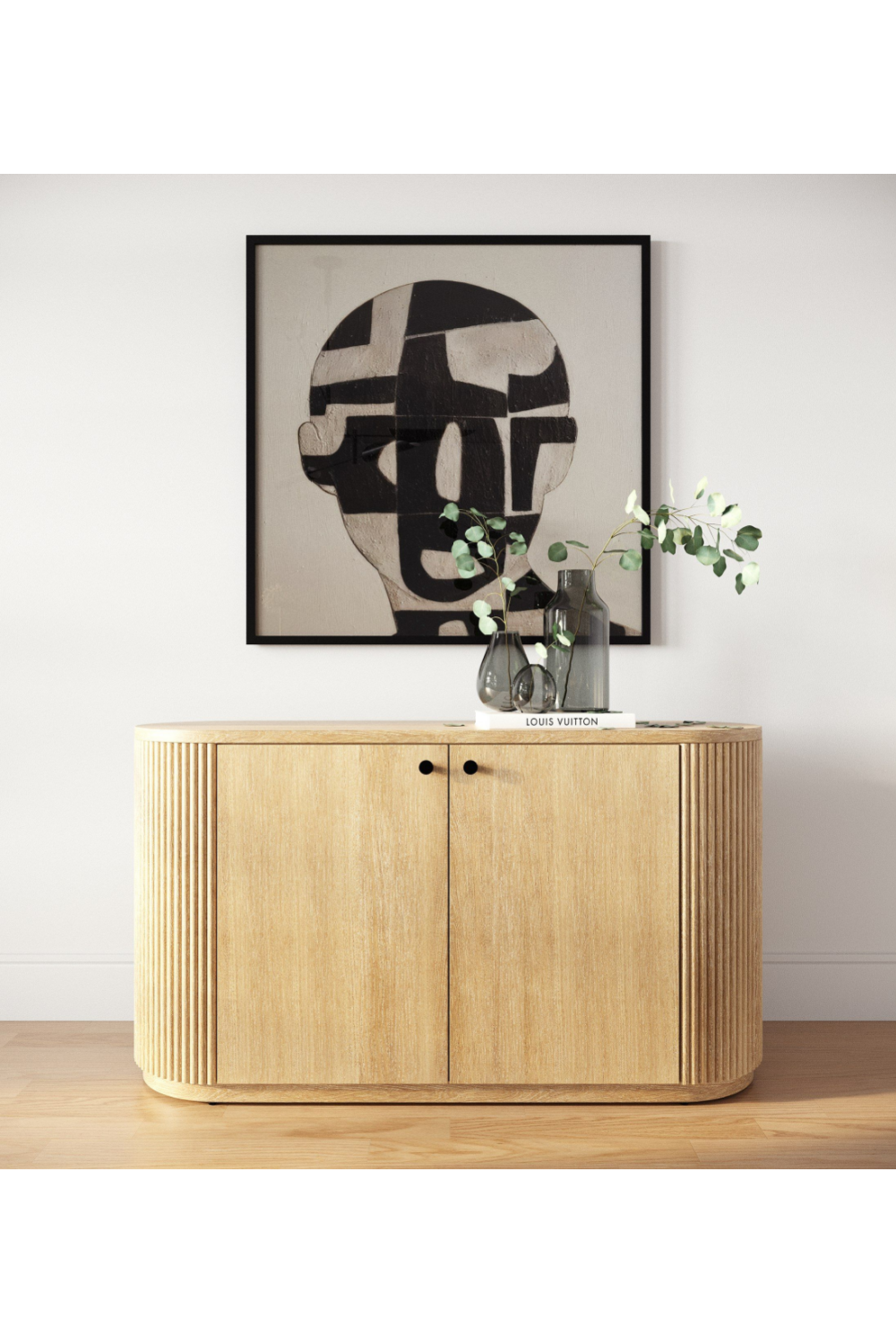   Ribbed Natural Acacia 2-Door Sideboard | Oroa.com