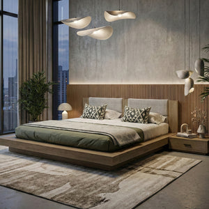   Walnut Bed with 2 Nightstands | Oroa.com