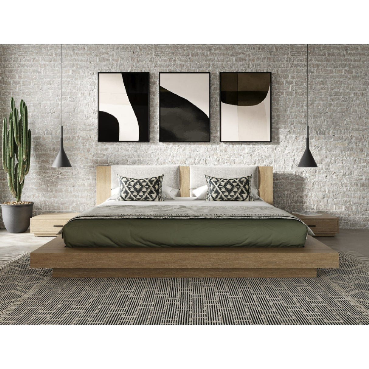   Walnut Bed with 2 Nightstands | Oroa.com