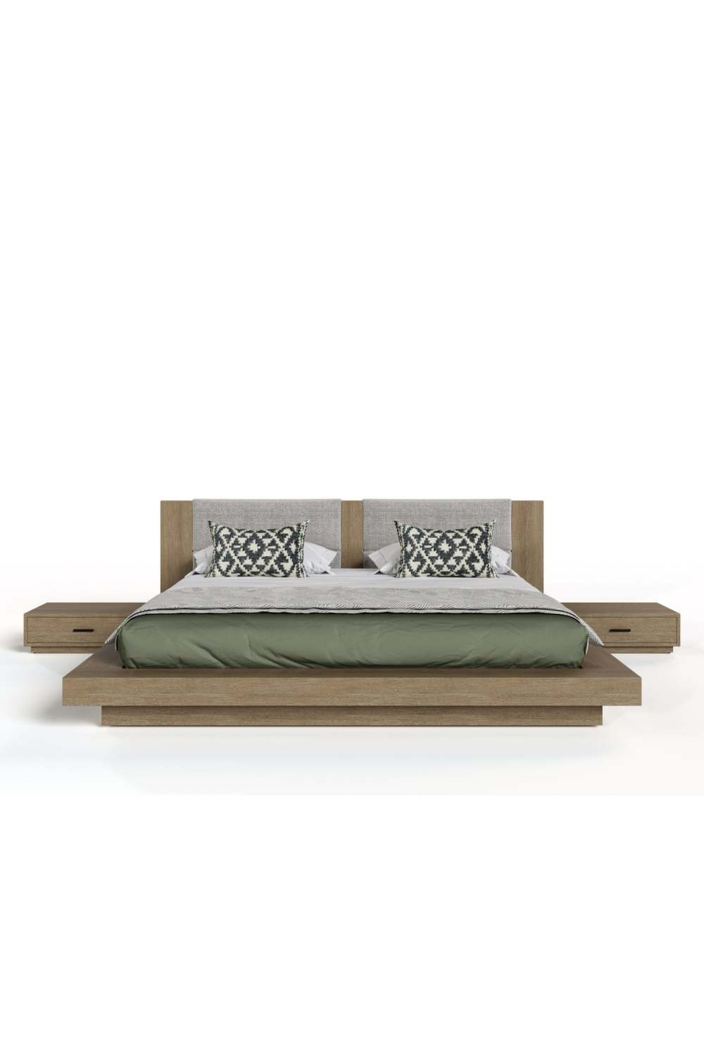   Walnut Bed with 2 Nightstands | Oroa.com