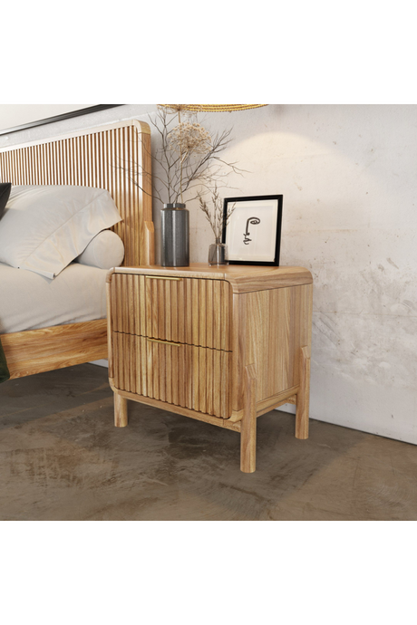   Natural Oak 2-Drawer Nightstand | Oroa.com