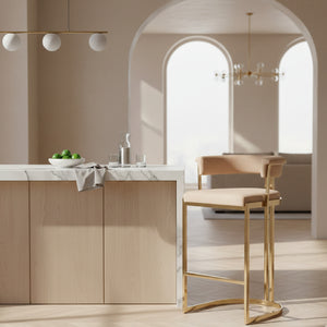   Beige Velvet Counter Stool | Oroa.com
