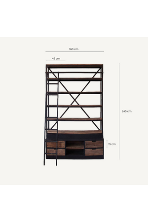   Iron Framed Bookcase with Ladder | Oroa.com