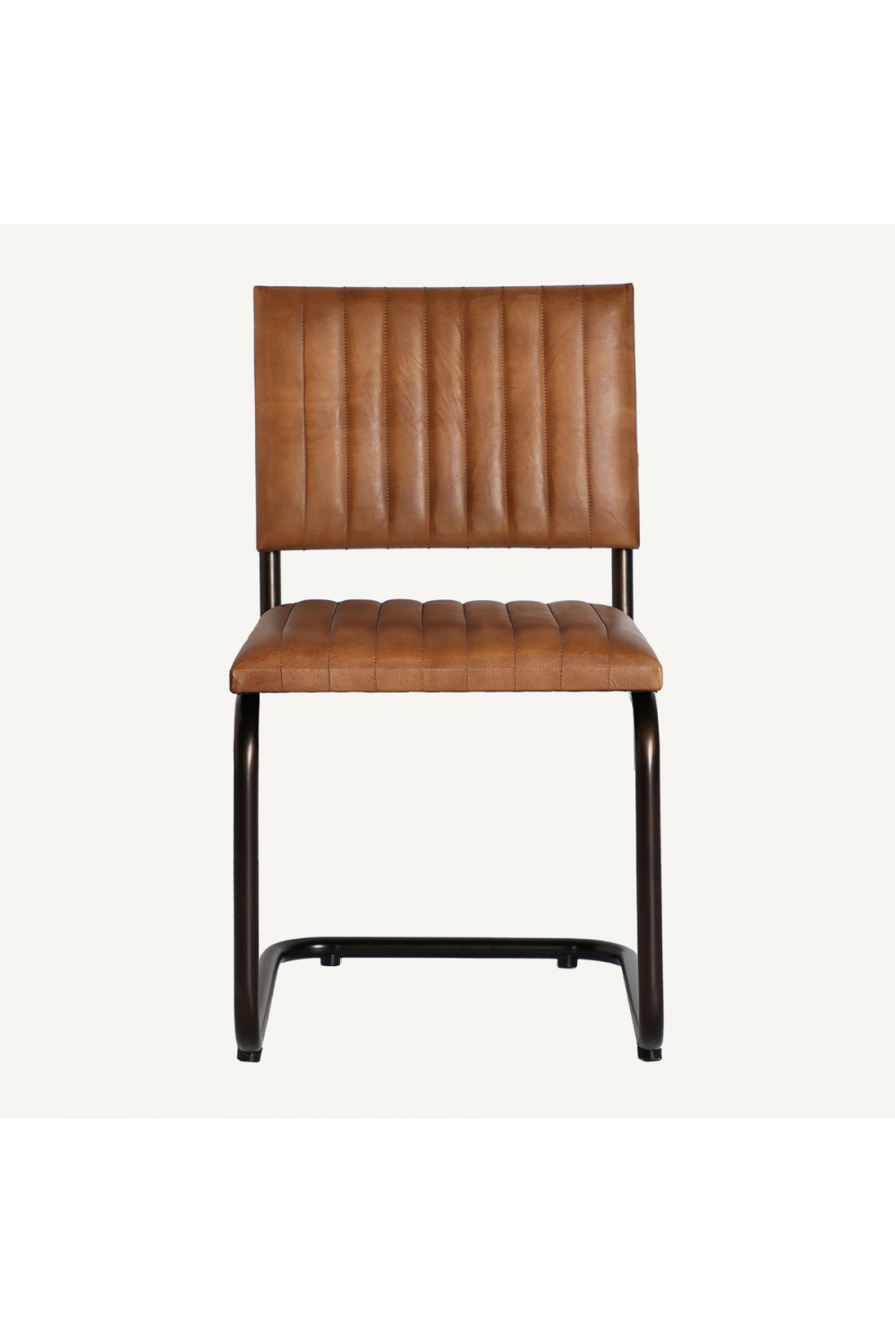   Brown Leather Cantilevered Dining Chair | Oroa.com