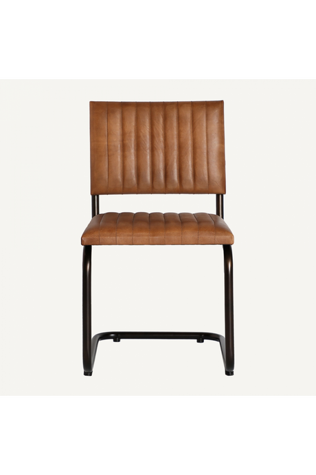   Brown Leather Cantilevered Dining Chair | Oroa.com