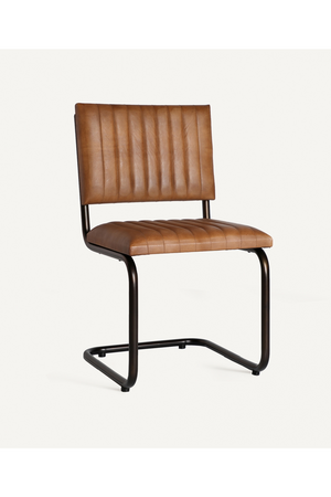   Brown Leather Cantilevered Dining Chair | Oroa.com