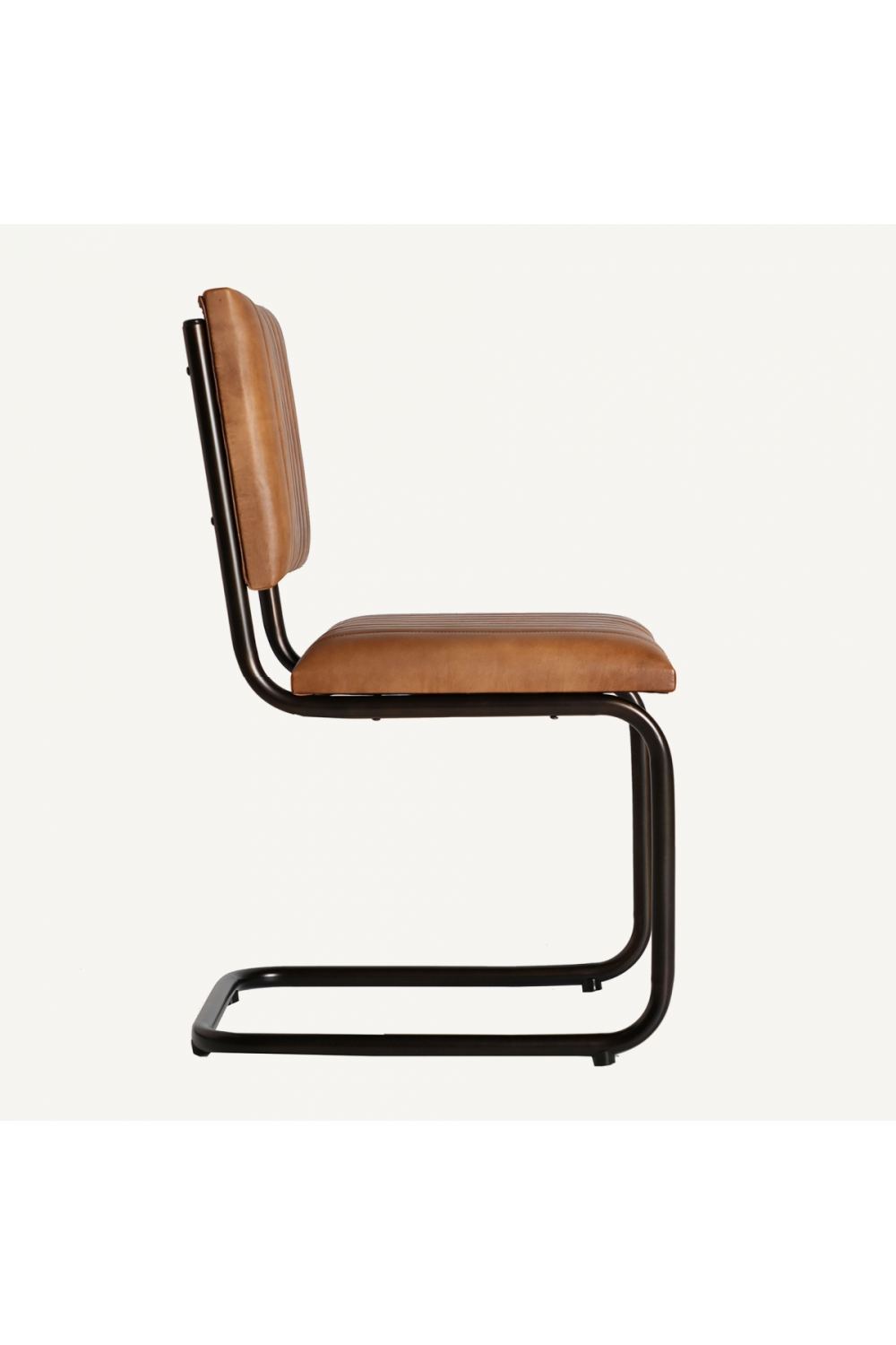  Brown Leather Cantilevered Dining Chair | Oroa.com