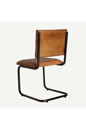   Brown Leather Cantilevered Dining Chair | Oroa.com