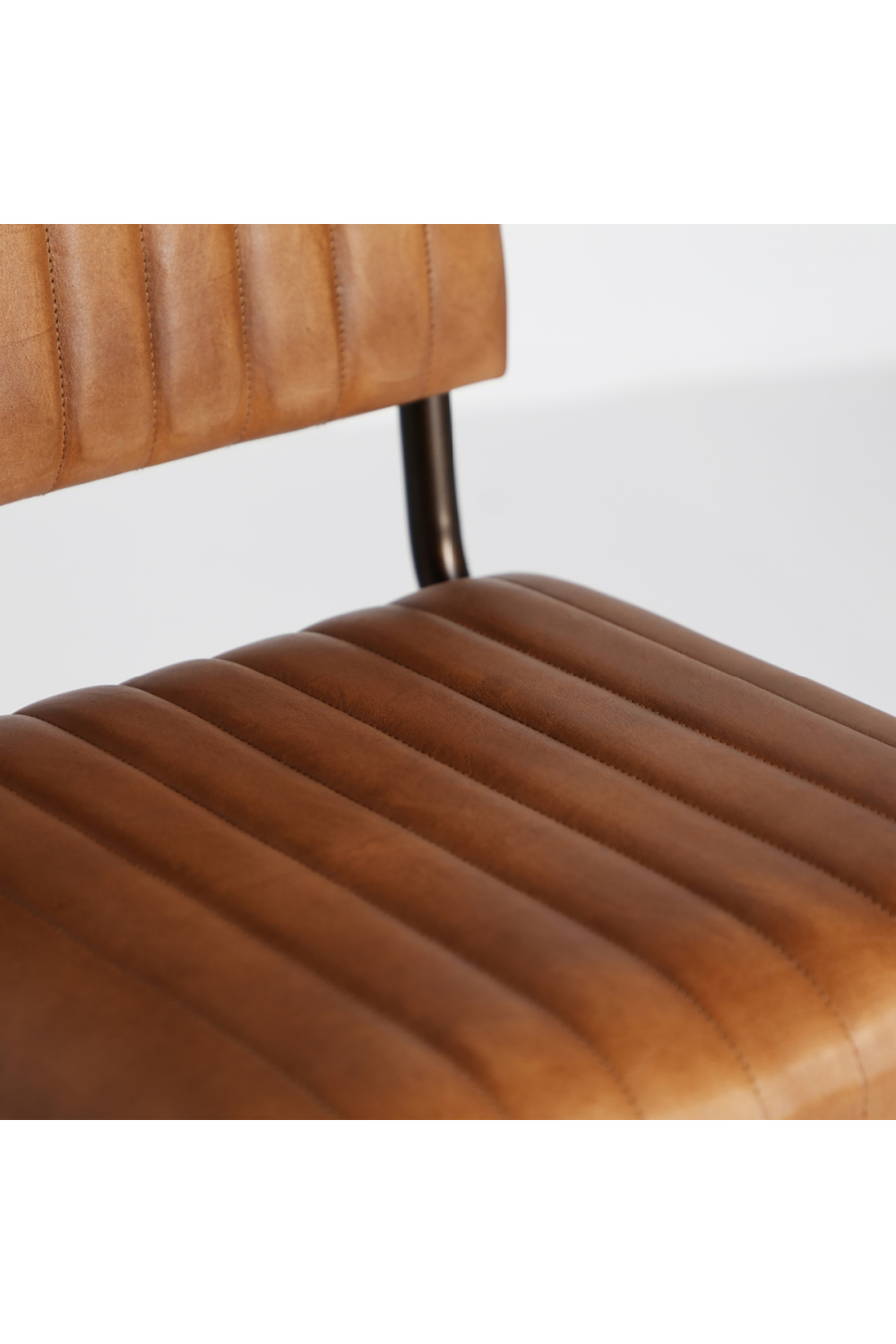   Brown Leather Cantilevered Dining Chair | Oroa.com